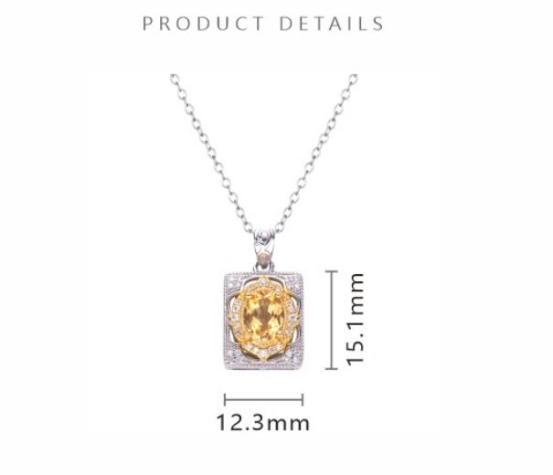S925 Sterling Silver Necklace Inlaid With Natural Topaz Citrine Garnet and Other Colorful Gemstones